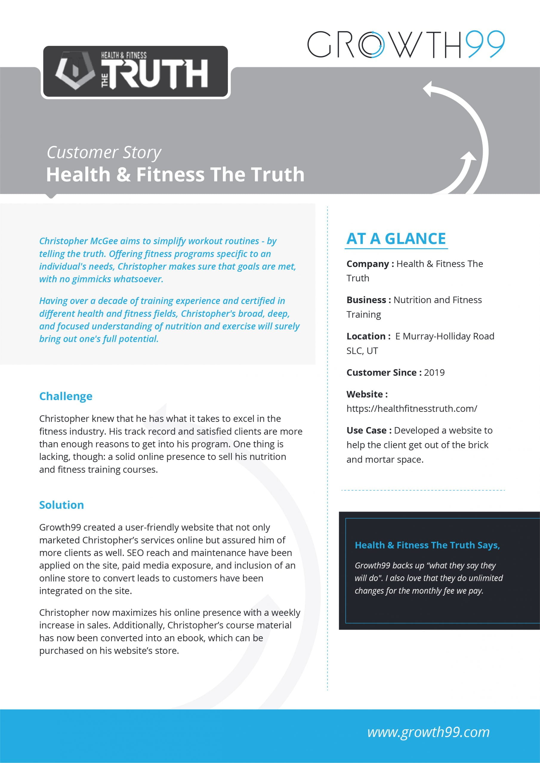 Health & Fitness The Truth Case Study Health & Fitness The Truth Case Study