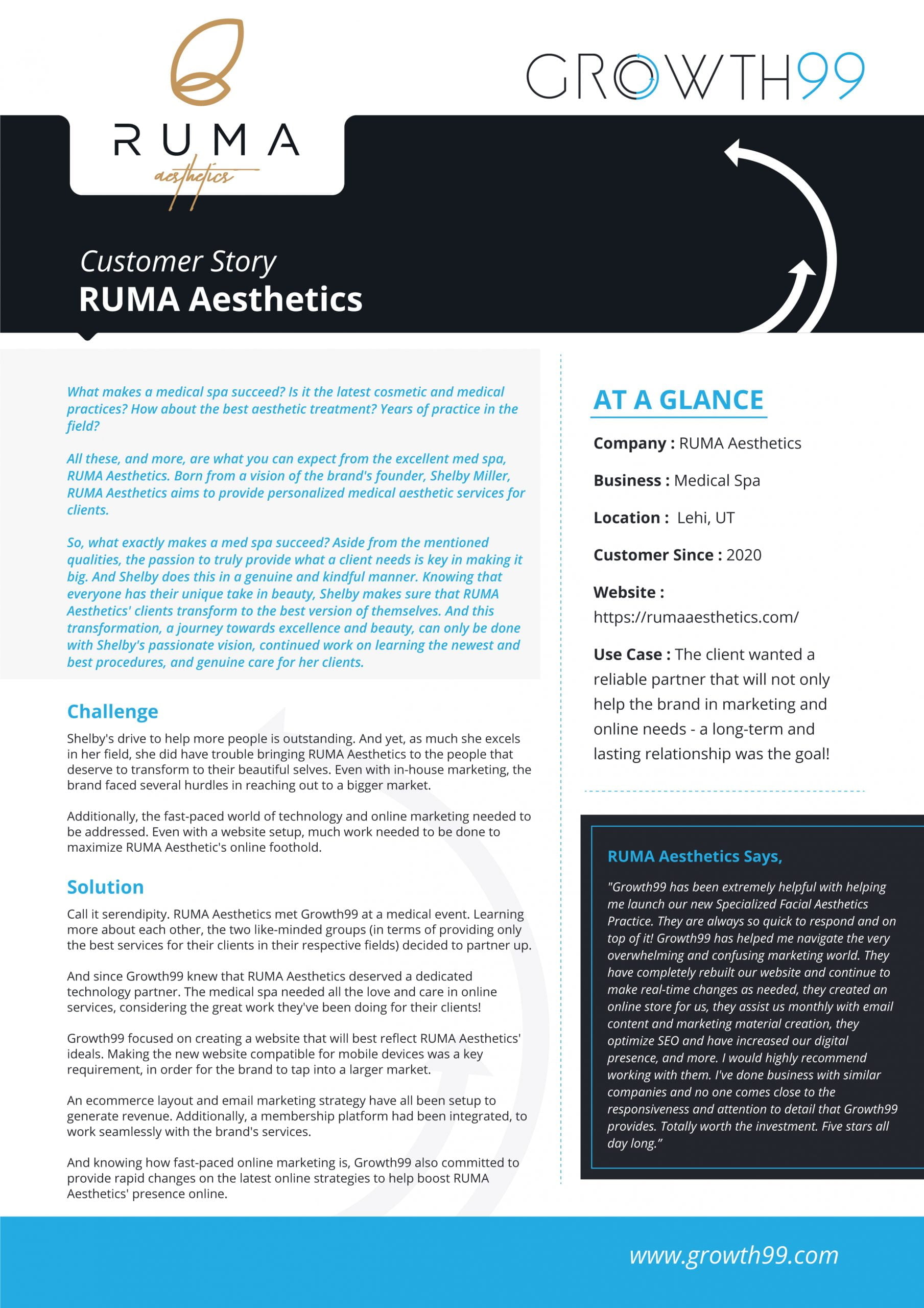 RUMA Aesthetics Case Study RUMA Aesthetics Case Study